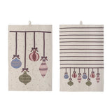 Bloomingville Ornamentia Küchenhandtuch Bunt Baumwolle 2er Set Weihnachtstuch