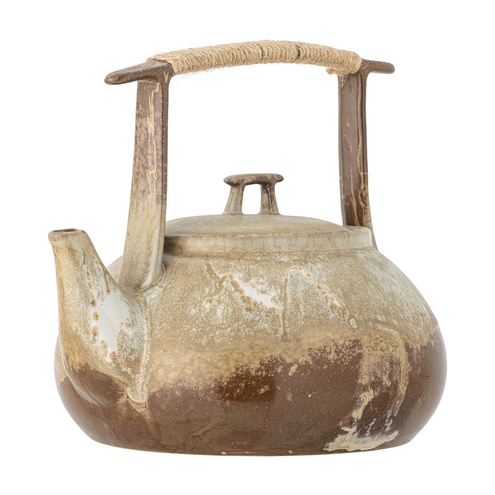 Bloomingville Ikigai Teekanne – Steingutkanne in Braun-Beige, 1550 ml, rustikales Design