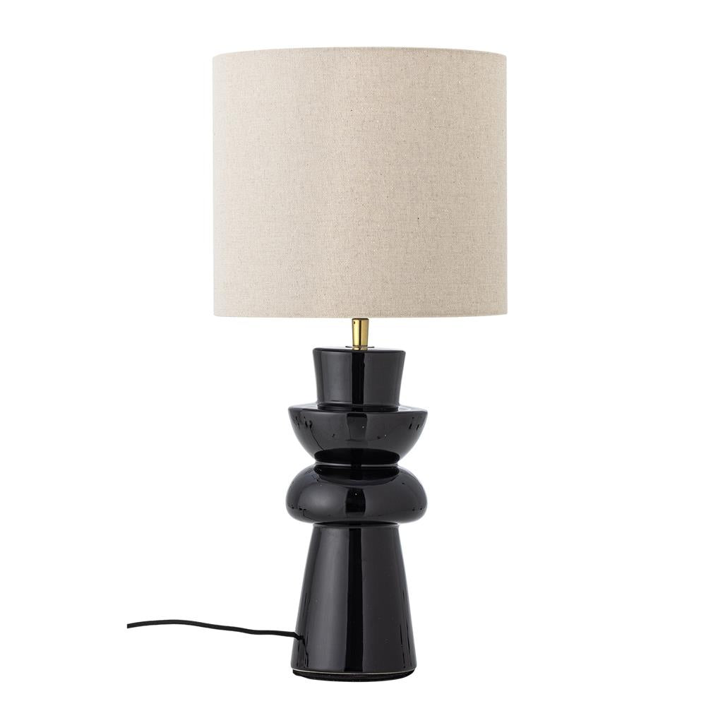 Bloomingville Lio Tischlampe schwarz - Steingut Lampe mit E27 für Wohnzimmer & Tischbeleuchtung