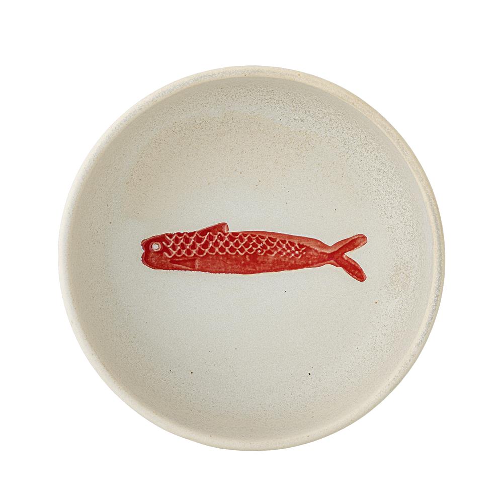 Bloomingville Hadden Schalen 4er Set rot Steingut Fisch Motiv 450 ml