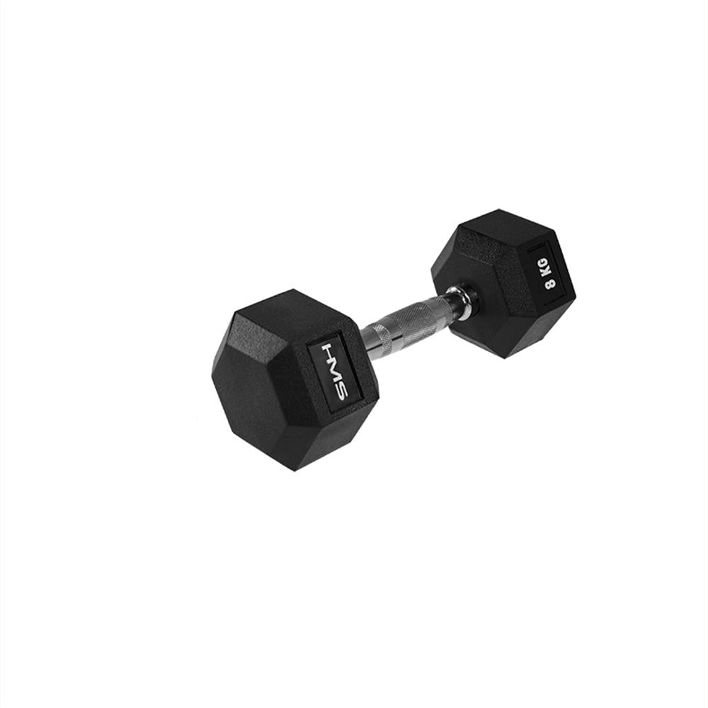 Kurzhantel 8 kg gummiert sechseckig Schwarz | HMS HEX PRO
