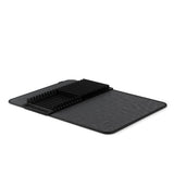 Umbra Udry Geschirr Abtropfgestell und Mikrofaser Abtropfmatte, Faltbar, Platzsparend, 61 x 45 cm, in Schwarz