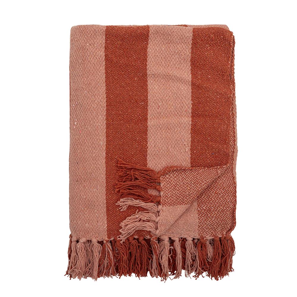 Bloomingville Frello Decke orange 160x130 cm aus recycelter Baumwolle – Wohndecke Kuscheldecke