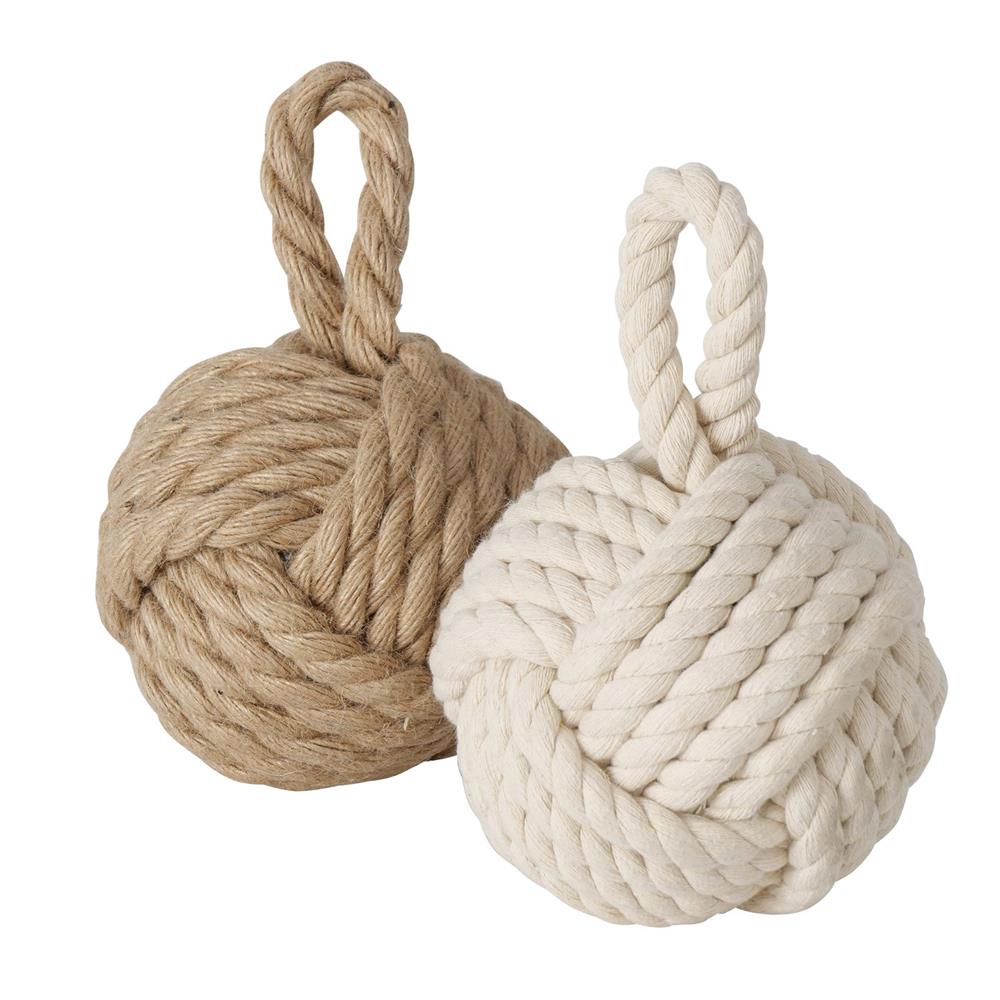 BOLTZE Zuber Knoten Türstopper Fensterstopper Buchstütze Maritimes Design | 2 Stück Braun/Beige