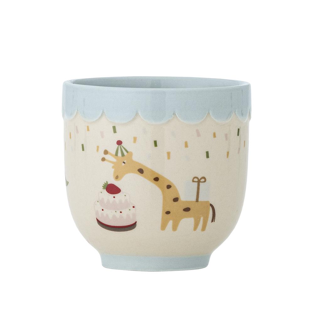 Bloomingville MINI Celebrate Tasse, Blau, Steingut, Kinderbecher, Kindertasse, dänisches Design