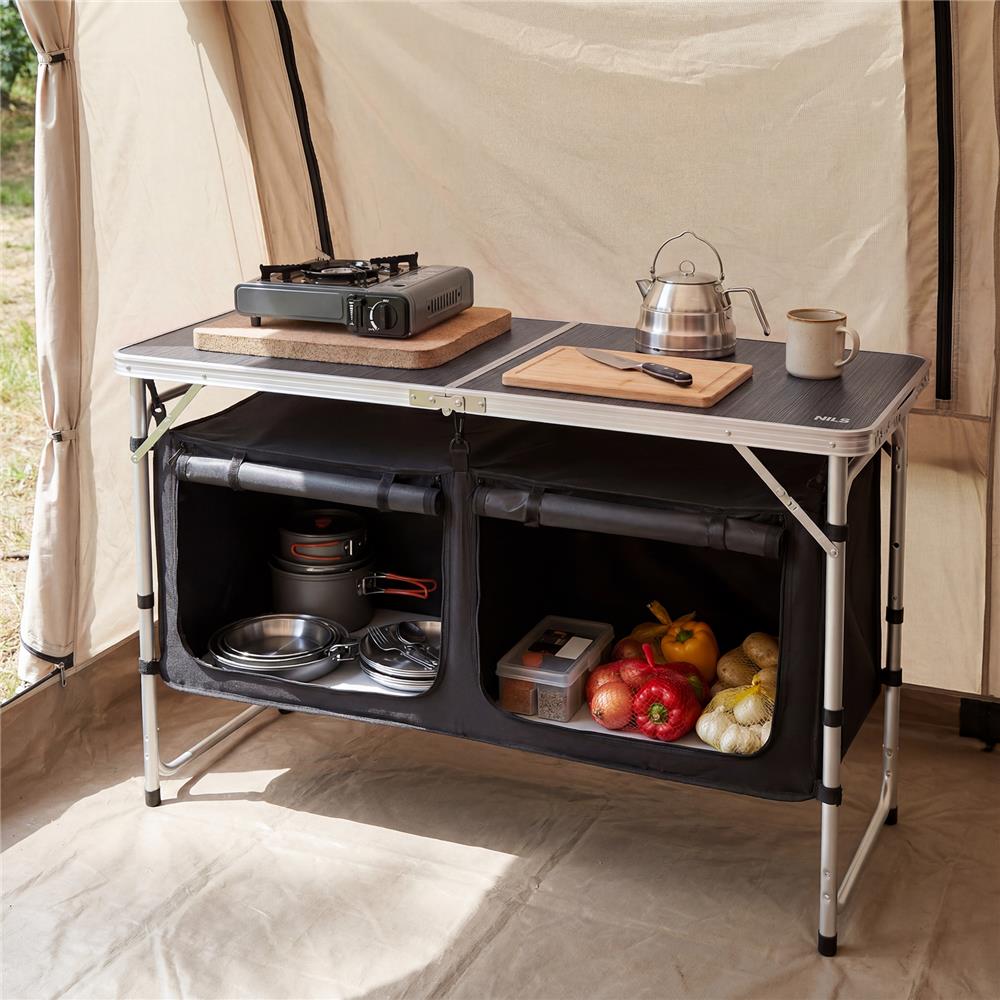 NILS CAMP Campingtisch mit Schrank faltbar für Camping Outdoor Küche