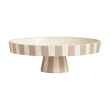 OYOY Toppu Tablett - 27x9 cm, Beige/Grau gestreift - als Tortenständer, Tortenplatte, Obstschale