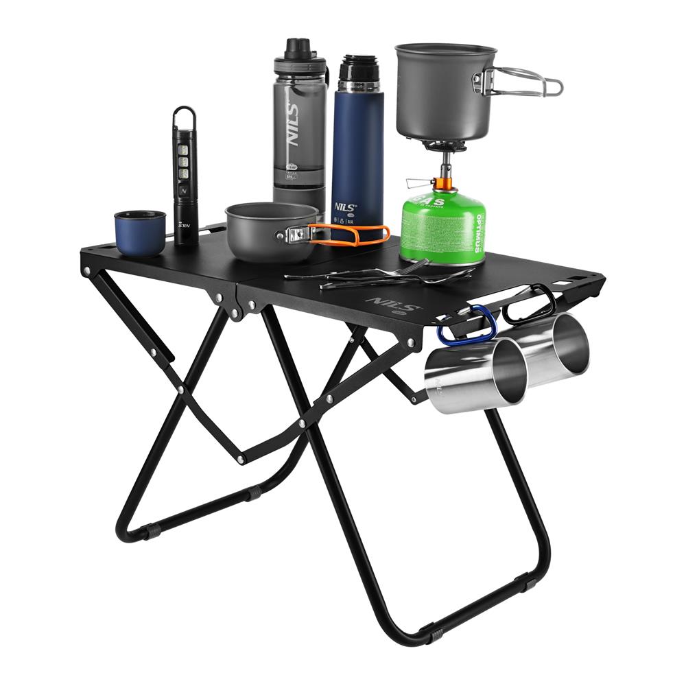NILS CAMP Campingtisch klappbar schwarz kompakt für Camping Outdoor Garten