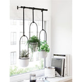 Umbra Triflora Vase Hängeblumentopf Wandvase Blumenampel für Wand und Decke 3er Set Weiß/Schwarz