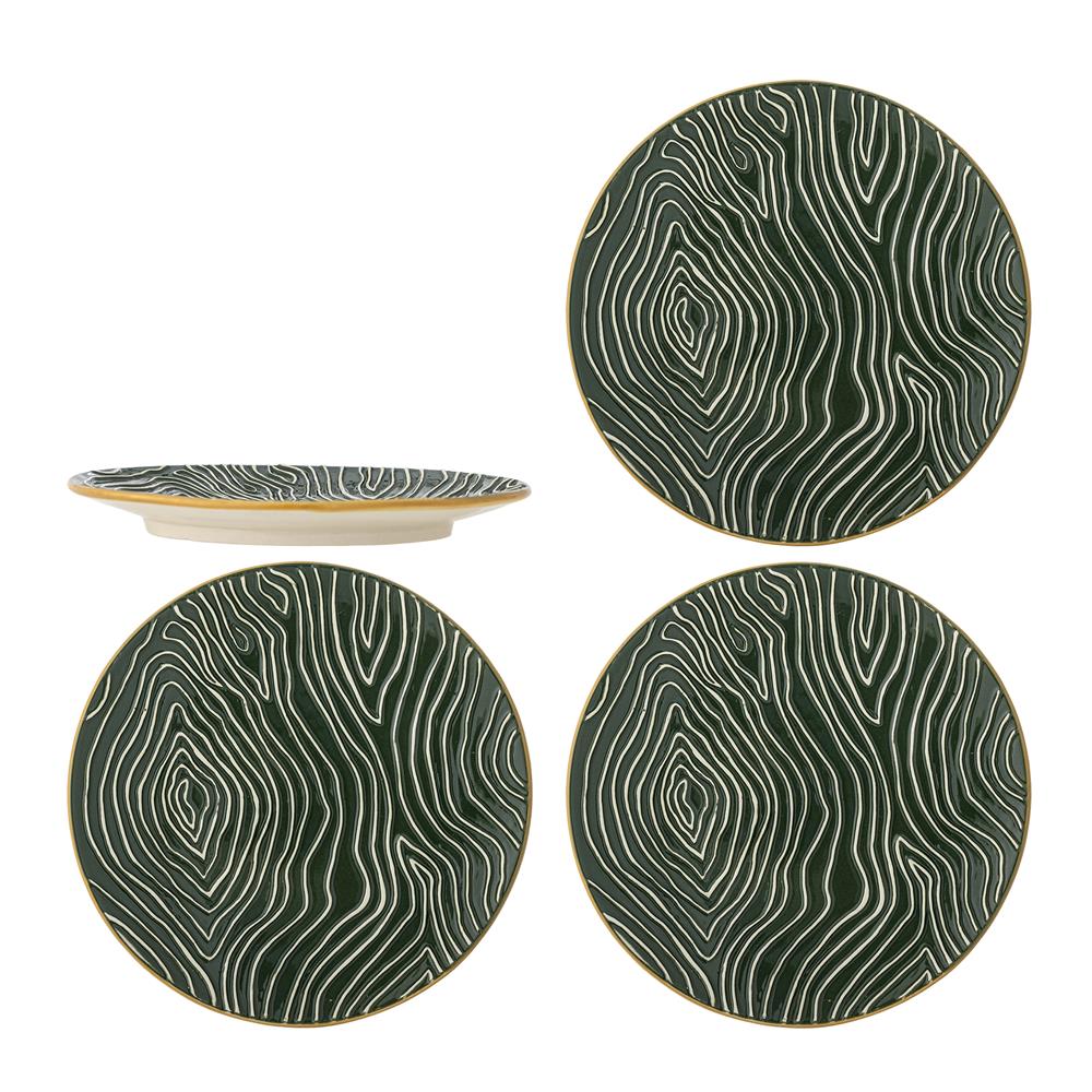Bloomingville Woodsby Teller 4er Set 16 cm Steingut Holzoptik