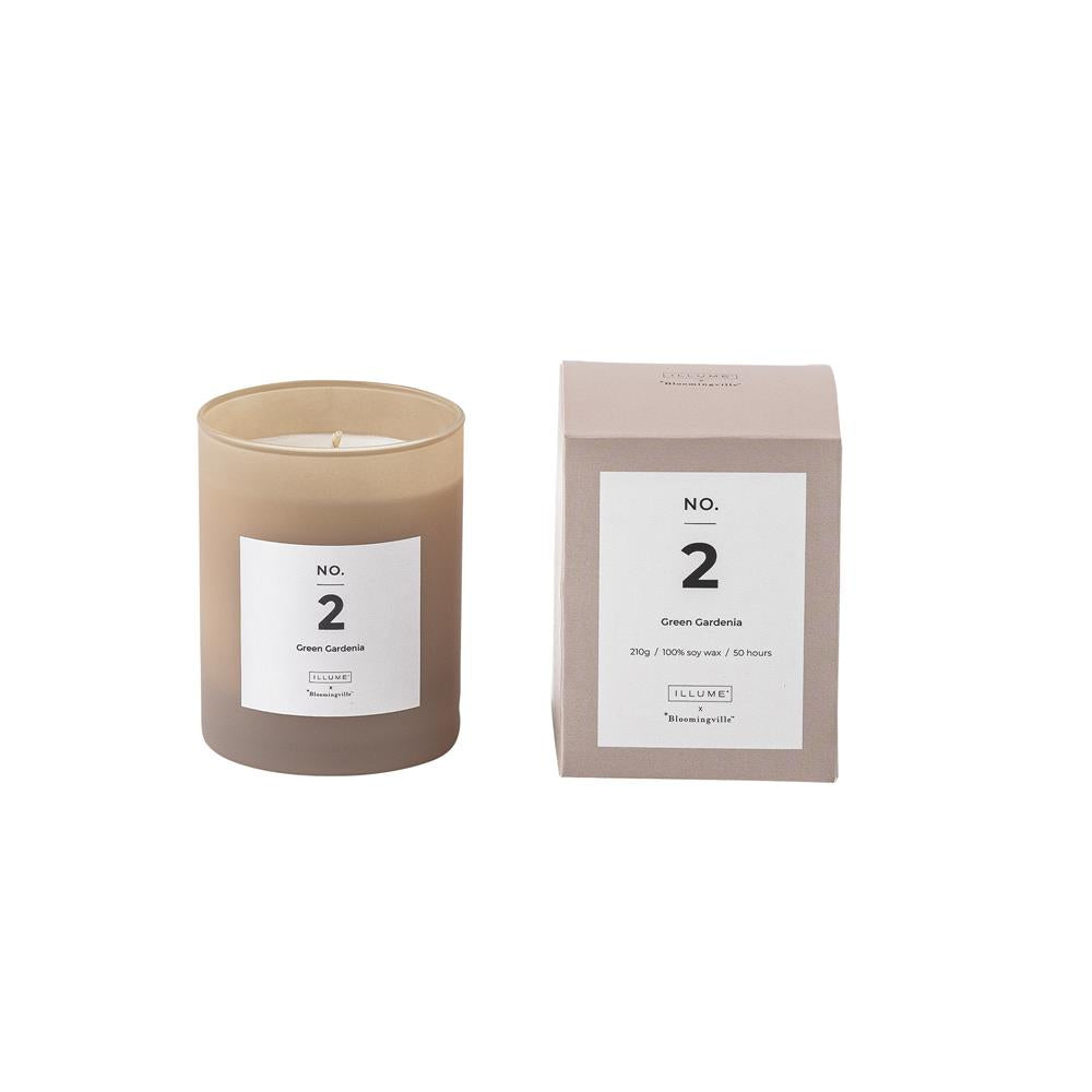 Bloomingville NO. 2 - Green Gardenia Duftkerze, Rose, Natürliches Wachs, 210 G. - 50 Hour - Gift box - D8xH10 cm