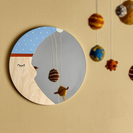 Bloomingville MINI Moony Wandspiegel Mond fürs Kinderzimmer, bunt
