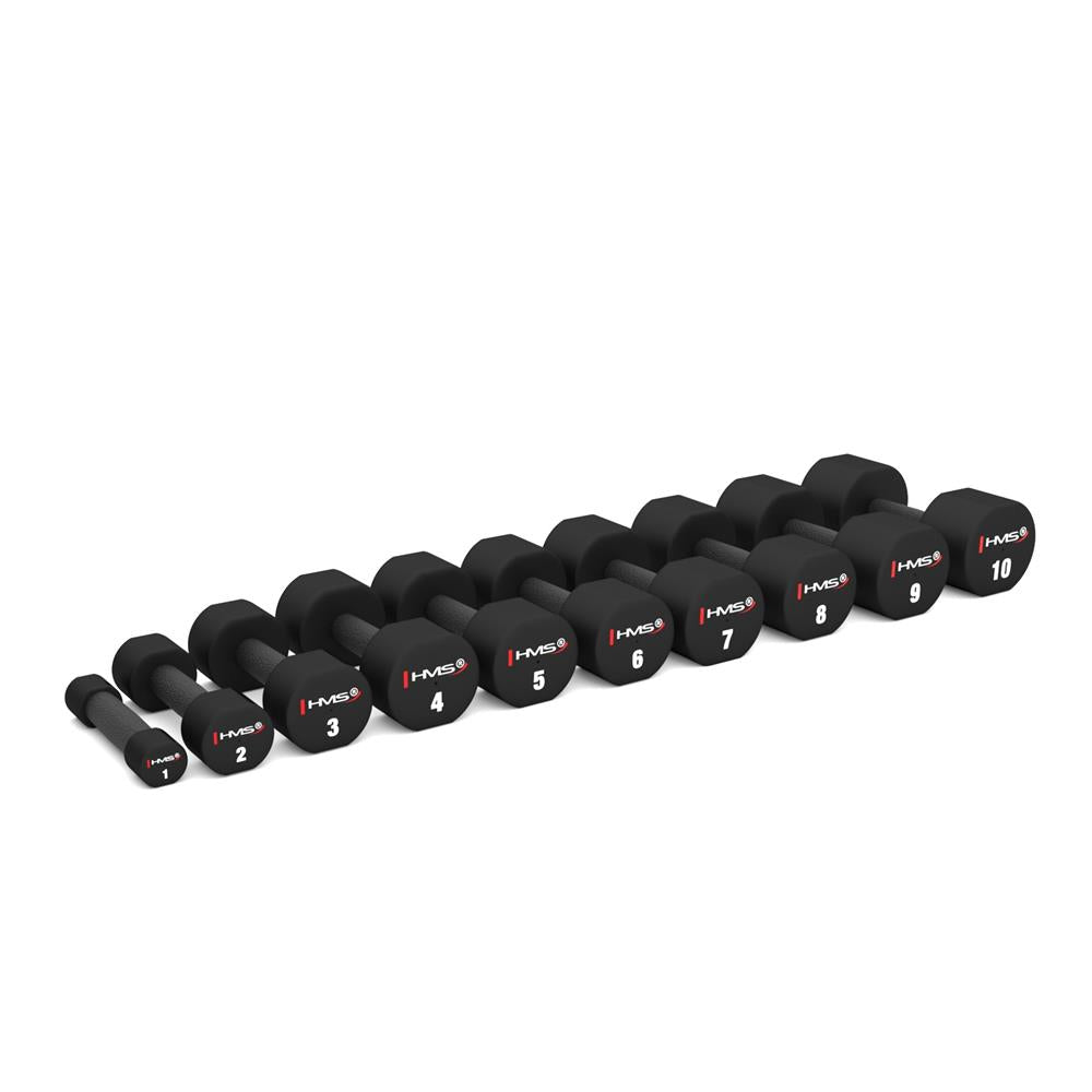 Kurzhantel Set 2x 5 kg TPU Schwarz gerändelt | HMS HPT