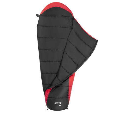 NILS CAMP Schlafsack Schwarz-Rot - Mumienschlafsack für Camping, Trekking & Outdoor