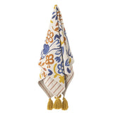 Bloomingville Figuria Decke bunt - Plaid mit Vogelmotiv aus Baumwolle für Sofa Wohnzimmer