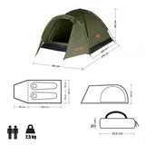 NILS CAMP Hiker Zelt für 2 Personen in Khaki - kompaktes Campingzelt mit Vorraum für Camping & Outdoor