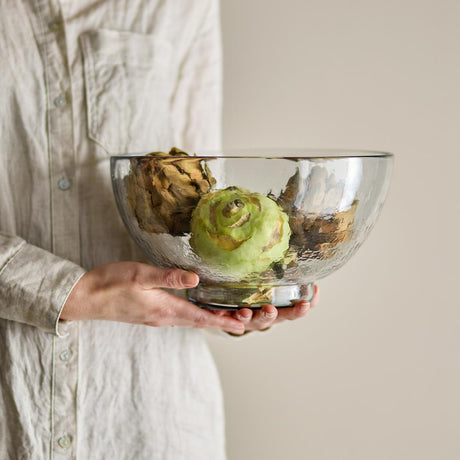 Bloomingville Taro Schale aus recyceltem Glas in Klar D28 cm – große Schale für Tischdeko & Küche