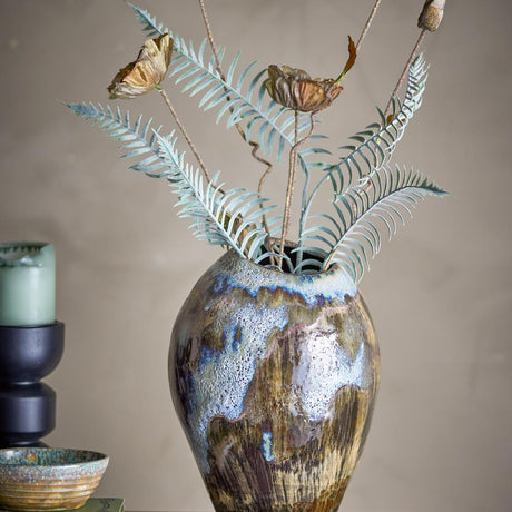 Bloomingville Senja Vase aus Steingut in Braun – große Deko Vase für Wohnzimmer