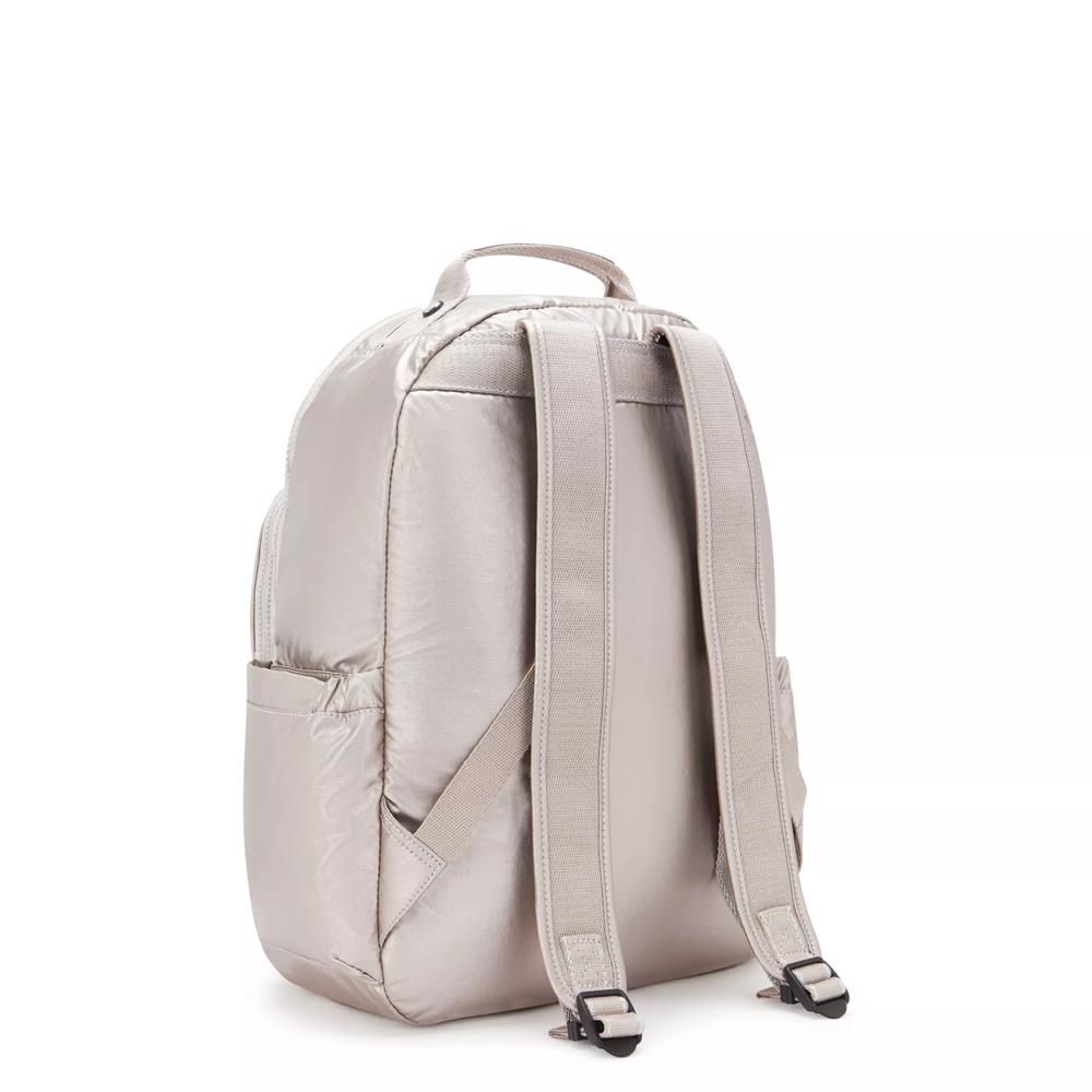 Kipling SEOUL, großer Rucksack, Metallic Glow (beige), Laptoprucksack 15 Zoll mit viel Stauraum