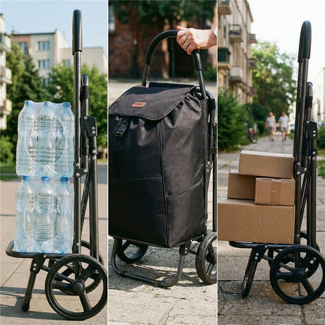 NILS CAMP Einkaufstrolley mit Sitz 40L klappbar für Einkauf Alltag Garten