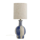 Bloomingville Alida Tischlampe bunt - Keramik Lampe mit Leinen Schirm für Wohnzimmer & Deko