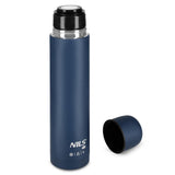 NILS CAMP Thermoskanne 1L Edelstahl blau isoliert für Camping Reisen Outdoor