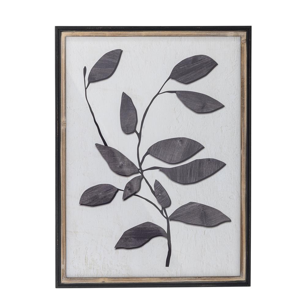 Bloomingville Lousa Illustration mit Rahmen schwarz aus Kiefer – botanische Wanddeko fürs Wohnzimmer