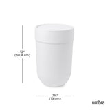 Umbra Touch Abfalleimer 6 L mit Schwingdeckel, in Weiß, Kosmetikeimer, Papierkorb, Badezimmereimer