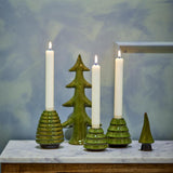 Bloomingville Woods Kerzenhalter Grün Steingut 5er Set Weihnachtsdeko