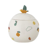 Bloomingville MINI Agnes Gefäß mit Deckel, Vogel, Weiß, Steingut