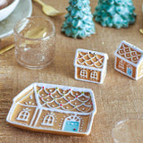Bloomingville Ginnie Servierplatte Lebkuchenhaus, Braun, Keramik, Weihnachtsteller