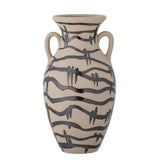Bloomingville Ohana Vase schwarz D16,5 cm aus Steingut – handbemalte Vase für Wohnzimmer