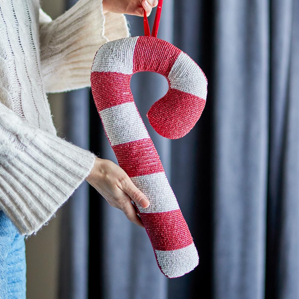 Bloomingville Kunai Weihnachtsanhänger Zuckerstange Rot Polyester Weihnachtsdeko
