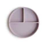 Mushie Silikon-Kinderteller, Soft Lilac, Geteilter Teller mit Rutschfestem Saugnapf
