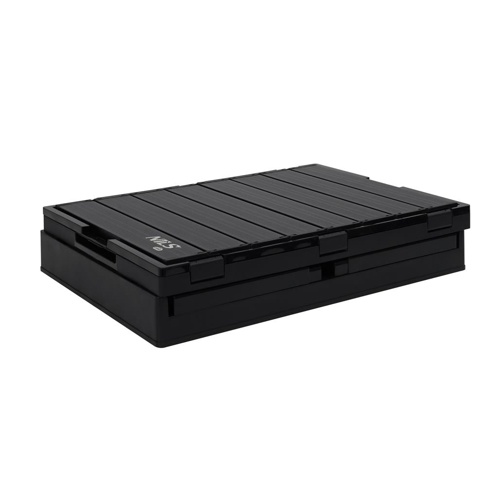 NILS CAMP faltbare Campingbox mit Tischfunktion 50L in Schwarz - stabile Reisebox