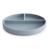Mushie Silikon-Kinderteller, Powder Blue, Geteilter Teller mit Rutschfestem Saugnapf