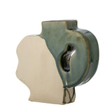 Bloomingville River Vase grün - Steingut Vase skulptural Gesicht Design für Wohnzimmer Deko