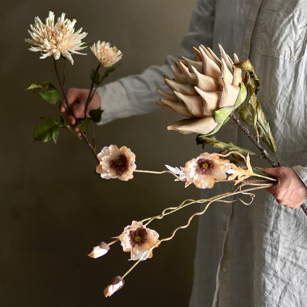 Bloomingville Poppy Kunstblume Natur Mohn 104cm Dekostiel