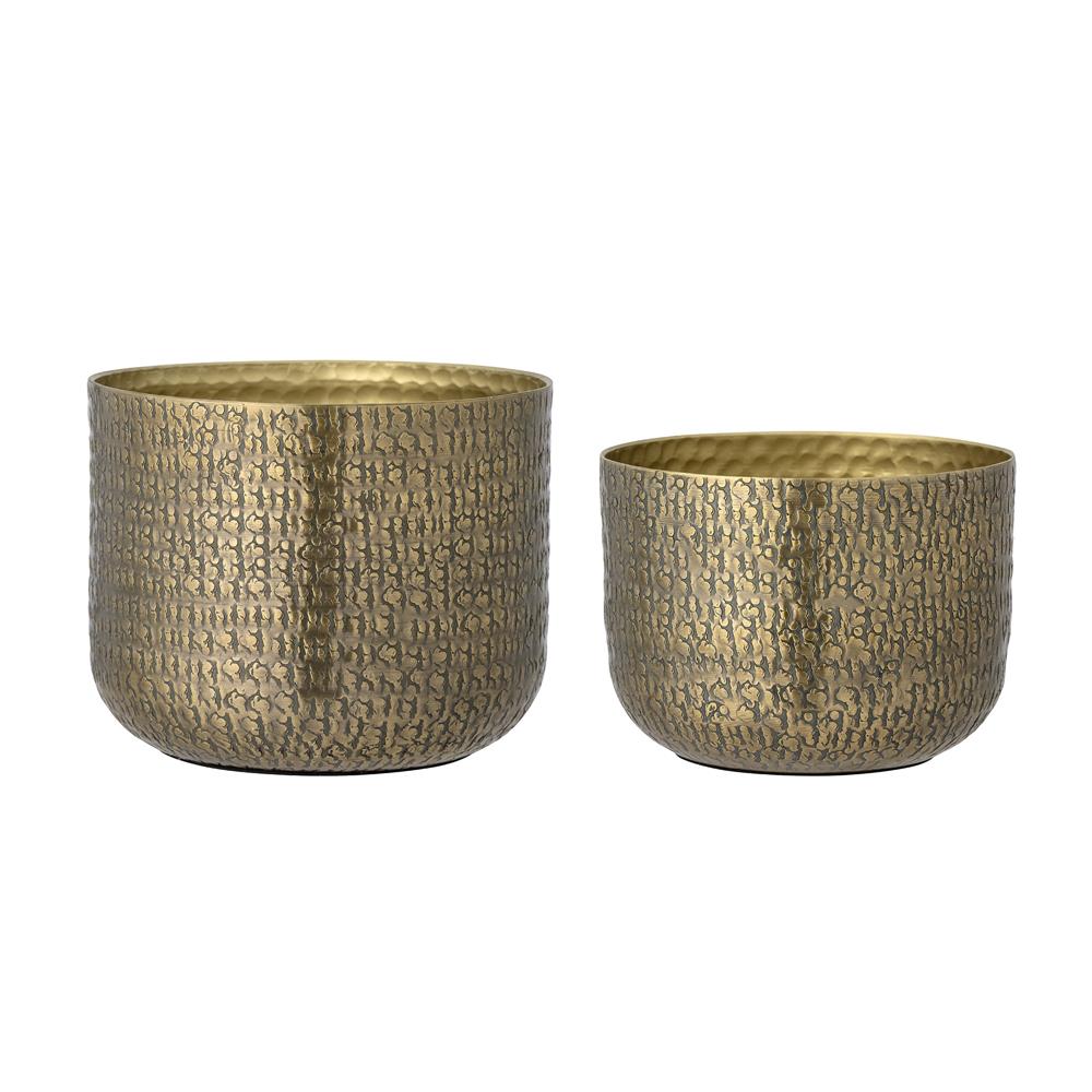 Bloomingville Constance Blumentopf in Gold 2er Set aus Aluminium