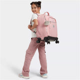 Kipling NEW ZEA, großer Kinder-Rucksack mit Rollen, Bridal Rose (rosa), Schulrucksack mit Laptopfach