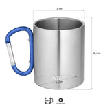 NILS CAMP Campingbecher Edelstahl 300 ml Blau - doppelwandiger Outdoor Becher mit Karabiner für Camping