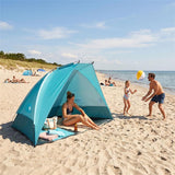 NILS CAMP Strandzelt XXL türkis für Strand Camping und Garten mit UV Schutz Familienzelt