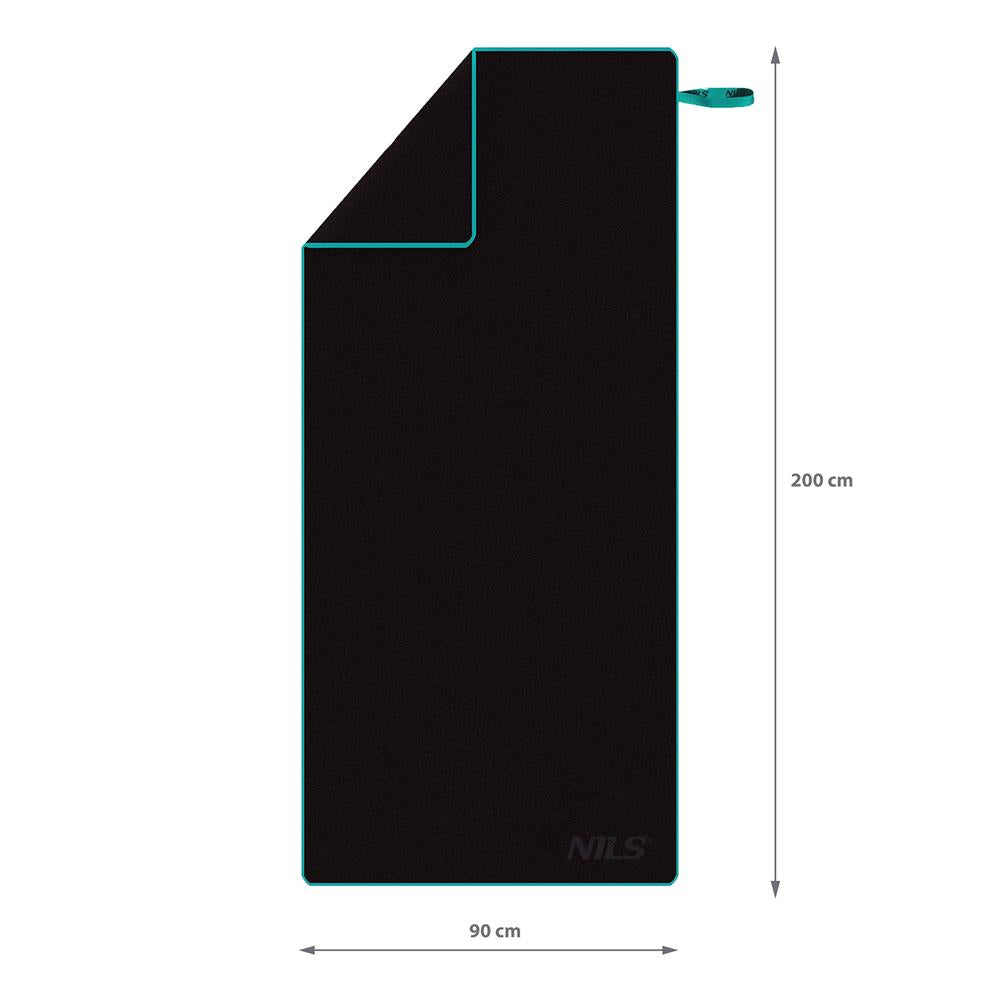 NILS Mikrofaserhandtuch 200x90 cm in Schwarz - schnelltrocknendes Handtuch für Camping, Strand & Sport