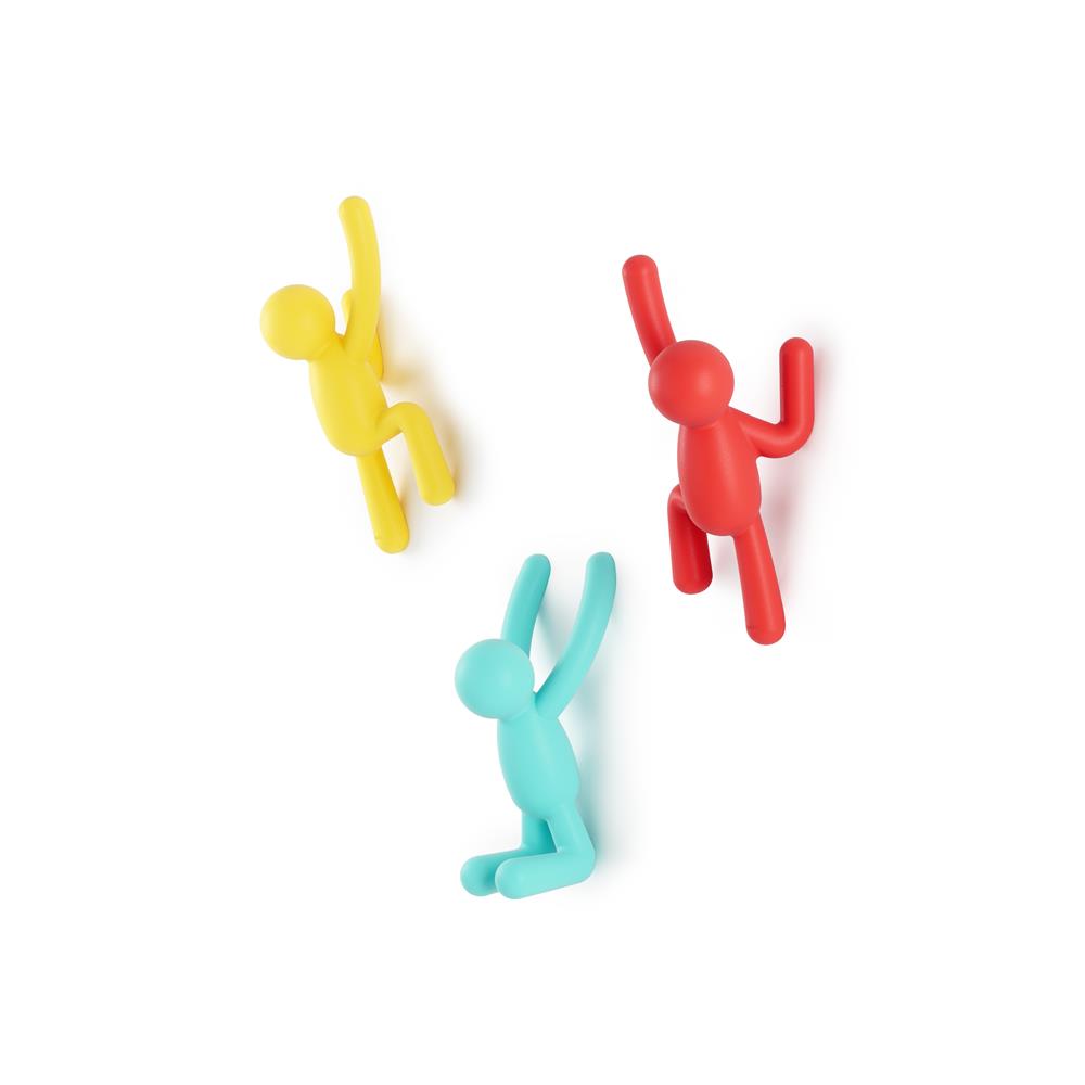 Umbra Buddy Haken 3er Set, Dekorative Wandhaken, Garderobenhaken in Bunt