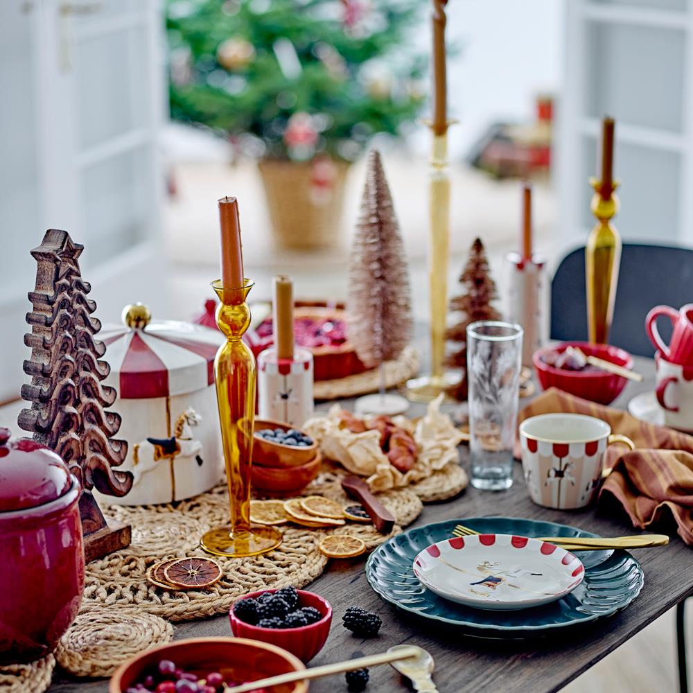 Bloomingville Merry-go-round Weihnachtsteller, Steingut 16 cm 2er Set Karussell
