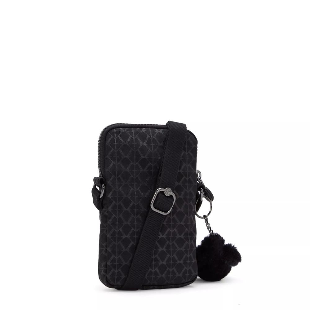 Kipling TALLY, Handytasche, Signature Emb (schwarz), Crossbody Tasche für Smartphone mit Fächern