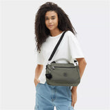 Kipling ELYSIA, mittelgroße Schultertasche, Green Moss (grün), Umhängetasche mit vielen Fächern