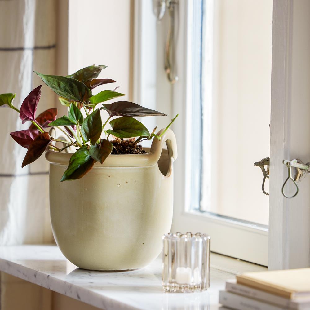 Bloomingville Janti Blumentopf natur D20 cm aus Steingut – Pflanztopf für Wohnzimmer & Fensterbank