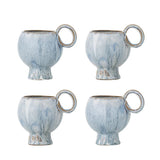 Bloomingville Avonlea Tasse blau 250 ml aus Steingut – 4er Set Kaffeetassen für Küche