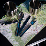 NILS CAMP Camping Besteckset Edelstahl - 3-teilig mit Etui & Flaschenöffner für Outdoor & Camping